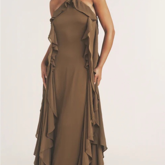 Chic Strapless Brown Dress - Picture 4 of 11